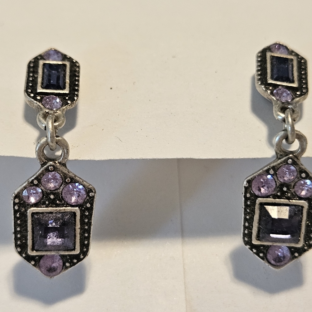 Elegant Silver and Purple Earrings